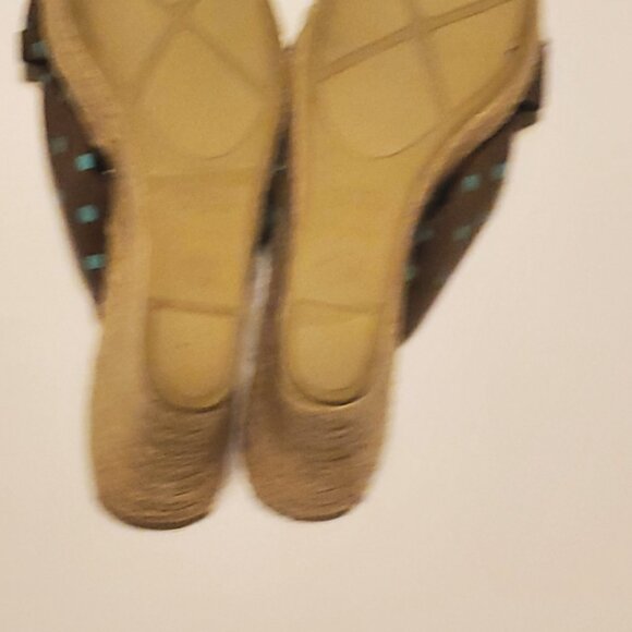 Cato Brown Polka Dot (Brown/Blue) Wedged Heel Sandal Shoes - Size 10 - Picture 5 of 9